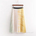 Womens Summer Customized Printed Pleated Midi Skirt